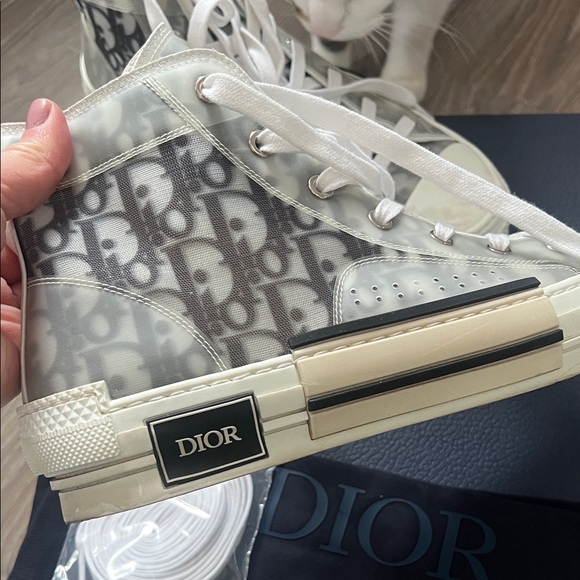 Dior High-Top Sneakers in Grey and White Oblique Canvas - Picture 12 of 14